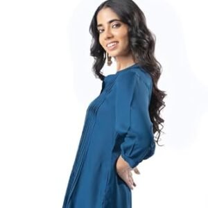 Women's Rayon Regular Co-Ord Set | Trendy Pleated Design, Buttoned Neck, Relaxed Fit, Comfortable Casual Outfit | Stylish Summer Co-Ord Set