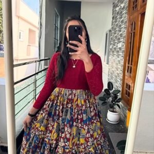 Women's Muslin Ethnic Gown – Maxi Length Anarkali Stitched Dress, Solid & Printed Designs, Casual Wear, Traditional Long Gown for Women