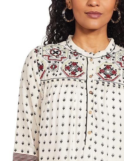 Woman Women Cotton Regular Kurta - Image 3