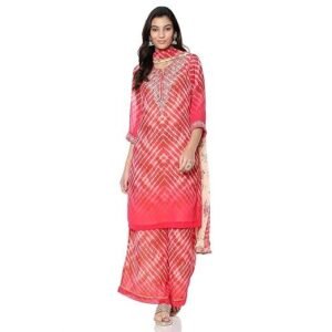 Women Georgette Straight Embroidered Suit Set