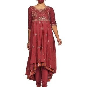Women Cotton Anarkali Kurta Churidar Suit Set